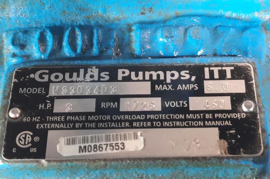 Goulds 3" Flanged Submersible Pump, Cast Iron WS3034D3